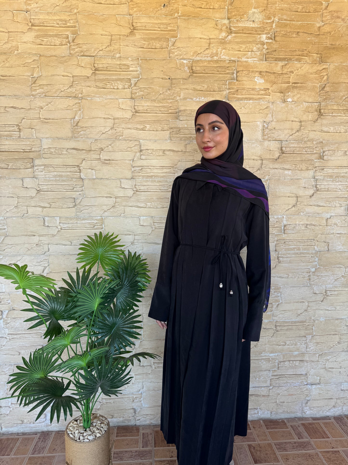 Pleated Long Black Set