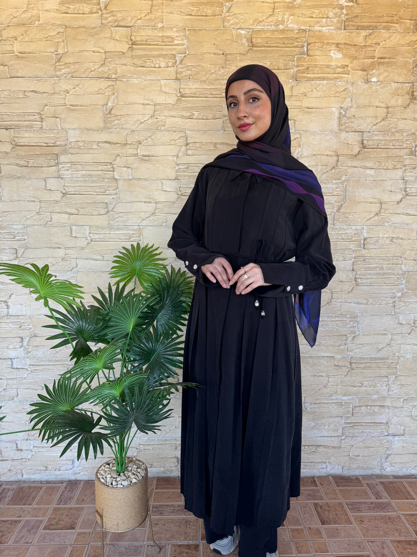 Pleated Long Black Set